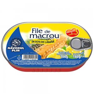 Conserva de Macrou File Navodul Plin in Sos de Lamaie, 180 g