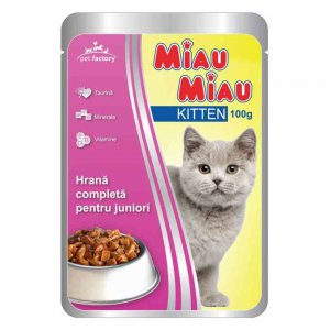 Hrana Umeda pentru Pisici Miau-Miau, Junior, 100 g Hrana Umeda pentru Pisici Miau-Miau, Junior, 100 g