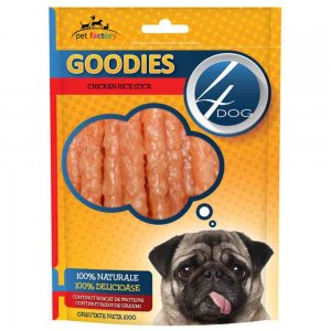 Recompense pentru Caini 4DOG Goodies, Chicken Rice Sticks, 100 g