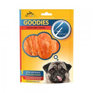 Recompense pentru Caini 4DOG Goodies, Chicken Jerky Tenders, 100 g