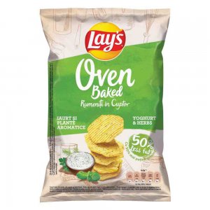 Chipsuri Lay's Baked din Cartofi cu Iaurt si Ierburi Rumeniti in Cuptor, 125 g Chipsuri Lay's Baked din Cartofi cu Iaurt si Ierburi Rumeniti in Cuptor, 125 g