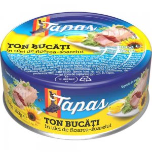 Ton in Ulei de Floarea Soarelui Tapas, 160 g Ton in Ulei de Floarea Soarelui Tapas, 160 g