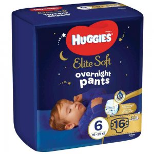 Scutece-Chilotel de Noapte Huggies Elite Soft Pants Overnight, Marimea 6, 15-25 Kg, 16 Buc Scutece-Chilotel de Noapte Huggies Elite Soft Pants Overnight, Marimea 6, 15-25 Kg, 16 Buc