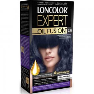 Vopsea de Par Permanenta Loncolor Expert Oil Fusion 3.99 Saten Albastrui Intens, 100 ml