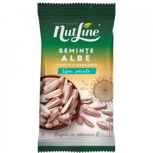 Seminte Nutline Albe de Floarea Soarelui Prajite si Usor Sarate, 100 g Seminte Nutline Albe de Floarea Soarelui Prajite si Usor Sarate, 100 g