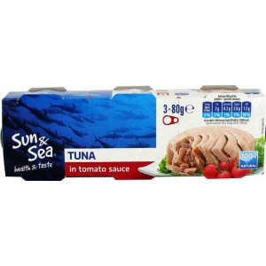 Set 3 Buc, Conserve de Ton Bucati Sun & Sea in Sos de Tomate, 3 x 80 g Set 3 Buc, Conserve de Ton Bucati Sun & Sea in Sos de Tomate, 3 x 80 g