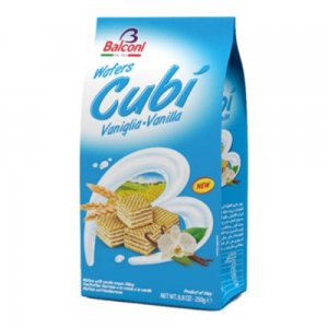 Napolitane Balconi Cubi cu Umplutura de Vanilie, 250 g Napolitane Balconi Cubi cu Umplutura de Vanilie, 250 g