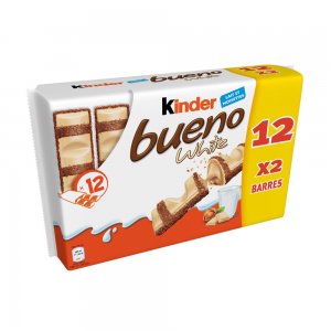 Baton de Ciocolata Kinder Bueno White, Pachet 12 Batoane x 39 g, 100 g Baton de Ciocolata Kinder Bueno White, Pachet 12 Batoane x 39 g, 100 g