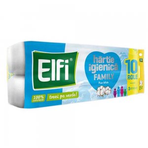 Hartie Igienica Elfi Family Pure White, 3 Straturi, 10 Role/Bax Hartie Igienica Elfi Family Pure White, 3 Straturi, 10 Role/Bax