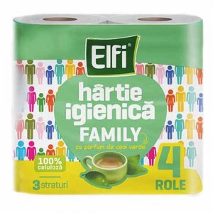 Hartie Igienica Elfi Family, 3 Straturi ,Parfum de Ceai Verde, 4 Role/Bax Hartie Igienica Elfi Family, 3 Straturi ,Parfum de Ceai Verde, 4 Role/Bax