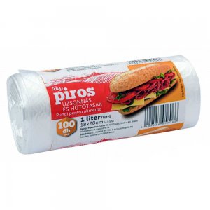 Pungi Alimentare Piros CBA pentru Mic Dejun 1L, 100Buc/Rola Pungi Alimentare Piros CBA pentru Mic Dejun 1L, 100Buc/Rola