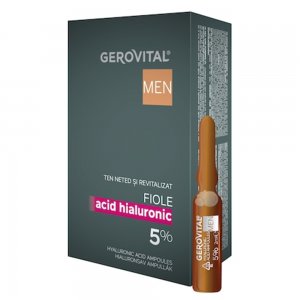 Fiole cu Acid Hialuronic Gerovital Men, Concentratie 5%, 10 Buc/Pachet x 2 ml Fiole cu Acid Hialuronic Gerovital Men, Concentratie 5%, 10 Buc/Pachet x 2 ml