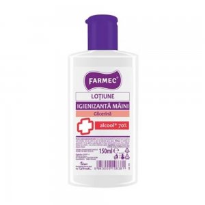 Lotiune Farmec Igienizanta Maini cu Alcool 70%, 150 ml Lotiune Farmec Igienizanta Maini cu Alcool 70%, 150 ml