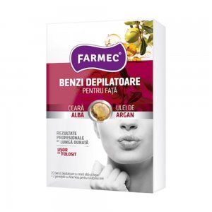Benzi Depilatoare Farmec pentru Fata cu Ceara Alba si Argan, 10x2 Buc/Pachet Benzi Depilatoare Farmec pentru Fata cu Ceara Alba si Argan, 10x2 Buc/Pachet