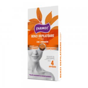 Benzi Depilatoare Farmec pentru Fata Chic Cinnamon, 20 Benzi + 2 Servetele Benzi Depilatoare Farmec pentru Fata Chic Cinnamon, 20 Benzi + 2 Servetele