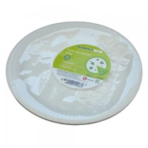 Set 10 Buc, Farfurie Alabala din Carton Bio, Culoare Alba