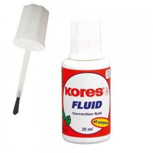 Corector Tip Pensula KORES, 20 ml, Culoare Alba, Corectoare Tip Pensula, Instrumente de Scris si Corectat, Corectoare Cerneala Pix, Corectoare cu Pensula, Corector pentru Scriere, Pasta Corectoare, Corector Alb pentru Scris