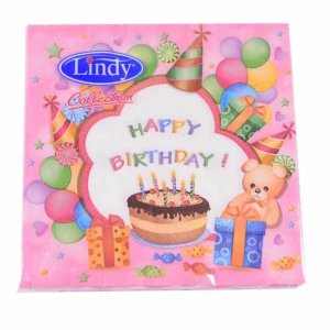 Servetele Lindy Birthday Tort, Dimensiune 33x33 cm, 3 Straturi, 20 Foi/Pachet Servetele Lindy Birthday Tort, Dimensiune 33x33 cm, 3 Straturi, 20 Foi/Pachet