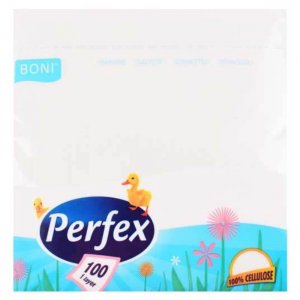 Servetele Perfex Albe, Dimensiune 33x33 cm, 1 Strat, 100 Foi/Pachet