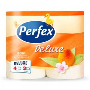 Hartie Igienica Perfex Deluxe cu Parfum de Piersica, 3 Straturi, 4 Role/Bax Hartie Igienica Perfex Deluxe cu Parfum de Piersica, 3 Straturi, 4 Role/Bax
