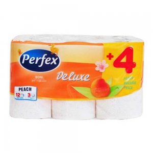 Hartie Igienica Perfex Deluxe cu Parfum de Piersica, 3 Straturi, 12 Role/Bax Hartie Igienica Perfex Deluxe cu Parfum de Piersica, 3 Straturi, 12 Role/Bax