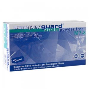 Manusi de Protectie Nitril, Semperguard Nitrilsapphire, Marimea M, 100 Buc/Cut