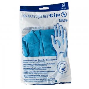 Manusi Reutilizabile din Latex Sempertip, Culoare Albastru, Marimea L