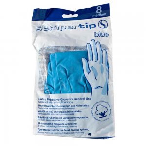 Manusi Reutilizabile din Latex Sempertip, Culoare Albastru, Marimea M