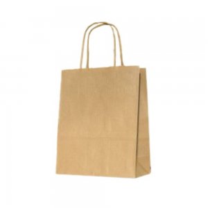 Set 100 de Sacose Natur cu Maner Rasucit, 180x80x220 mm, Hartie Kraft Natur 90 g Set 100 de Sacose Natur cu Maner Rasucit, 180x80x220 mm, Hartie Kraft Natur 90 g