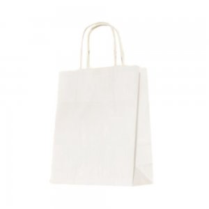 Set 100 de Sacose Albe cu Maner Rasucit, 180x80x220 mm, Hartie Kraft Albit 90 g Set 100 de Sacose Albe cu Maner Rasucit, 180x80x220 mm, Hartie Kraft Albit 90 g