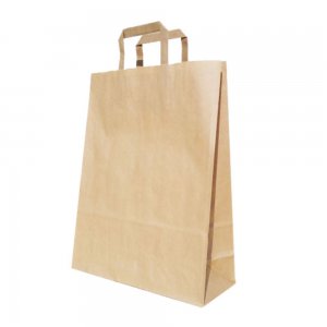 Set 100 de Sacose Natur cu Maner din Banda, 220x100x280 mm, Hartie Kraft Natur 70 g Set 100 de Sacose Natur cu Maner din Banda, 220x100x280 mm, Hartie Kraft Natur 70 g