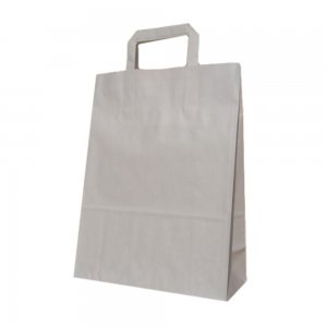 Set 100 de Sacose Albe cu Maner din Banda, Dimensiuni 260x120x350 mm, Hartie Kraft Albit 80 g Set 100 de Sacose Albe cu Maner din Banda, Dimensiuni 260x120x350 mm, Hartie Kraft Albit 80 g
