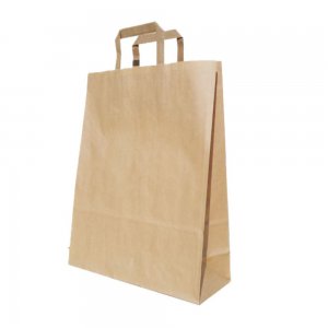 Set 100 de Sacose Natur cu Maner din Banda, 260x130x310 mm, Hartie Kraft Natur 80 g Set 100 de Sacose Natur cu Maner din Banda, 260x130x310 mm, Hartie Kraft Natur 80 g