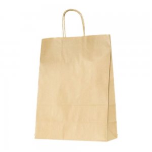 Set 100 de Sacose Natur cu Maner Rasucit, 260x120x350 mm, Hartie Kraft Natur 90 g Set 100 de Sacose Natur cu Maner Rasucit, 260x120x350 mm, Hartie Kraft Natur 90 g