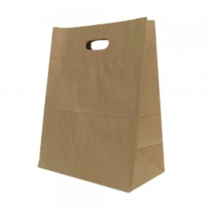 Set 100 de Sacose Natur cu Maner Decupat, 320x170x390 mm, Hartie Kraft Natur 90 g Set 100 de Sacose Natur cu Maner Decupat, 320x170x390 mm, Hartie Kraft Natur 90 g