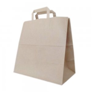 Set 250 de Sacose Natur cu Maner din Banda, 320x170x310 mm, Hartie Kraft Natur 80 g Set 250 de Sacose Natur cu Maner din Banda, 320x170x310 mm, Hartie Kraft Natur 80 g