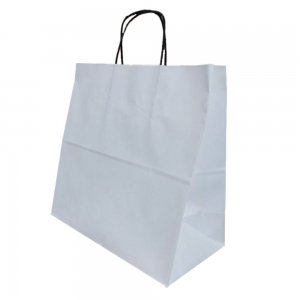 Set 100 de Sacose Albe cu Maner Rasucit, 320x160x310 mm, Hartie Kraft Albit 100 g Set 100 de Sacose Albe cu Maner Rasucit, 320x160x310 mm, Hartie Kraft Albit 100 g