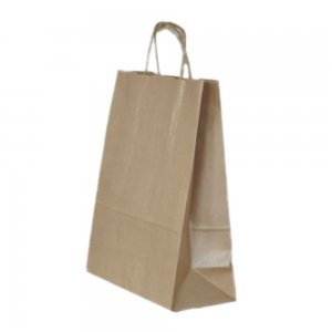 Set 100 de Sacose Natur cu Maner Rasucit, 390x140x410 mm, Hartie Kraft Natur 100 g Set 100 de Sacose Natur cu Maner Rasucit, 390x140x410 mm, Hartie Kraft Natur 100 g