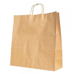 Set 50 de Sacose Natur cu Maner Rasucit, 450x170x470 mm, Hartie Kraft Natur 100 g Set 50 de Sacose Natur cu Maner Rasucit, 450x170x470 mm, Hartie Kraft Natur 100 g