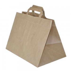 Set 250 de Sacose Natur cu Maner din Banda, 330x200x320 mm, Hartie Kraft Natur 80 g Set 250 de Sacose Natur cu Maner din Banda, 330x200x320 mm, Hartie Kraft Natur 80 g