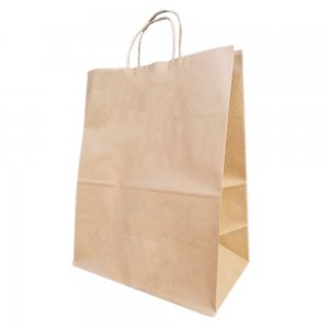 Set 50 de Sacose Natur cu Maner Rasucit, 310x170x390 mm, Hartie Kraft Natur 80 g Set 50 de Sacose Natur cu Maner Rasucit, 310x170x390 mm, Hartie Kraft Natur 80 g