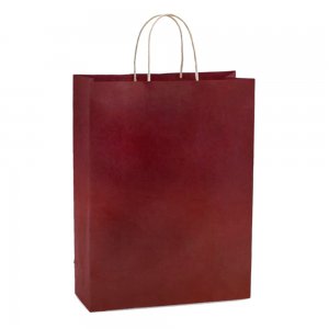 Set 100 de Sacose din Hartie Model Bordo, 26x12x35 cm, Hartie Kraft Alba 90 g/m², Maner Sfoara