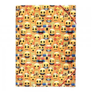 Mapa din Plastic cu Elastic A4 pentru Baieti, Model Emoji Clasic, Culoare Multicolor