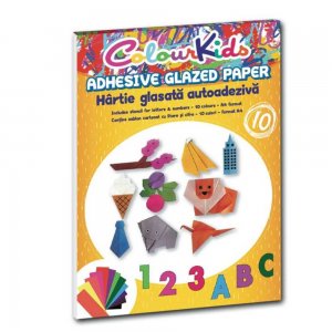 Hartie Glasata Autocolanta Colour Kids A4, 10 Culori/Set