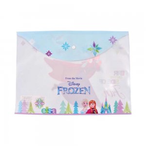 Mapa din Plastic cu Buton A4 pentru Fete, Model Frozen, Culoare Multicolor