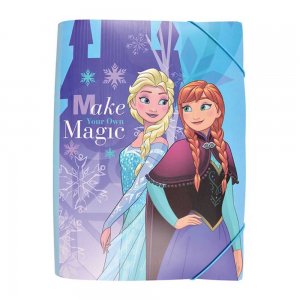 Mapa din Plastic cu Elastic A4 pentru Fete, Model Frozen, Culoare Multicolor