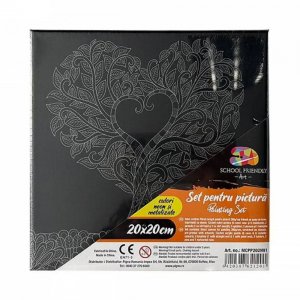 Panza pentru Pictura Predesenata pe Sasiu Neagra, Model Mandale Pom, School Friendly Sf Art, Dimensiune 200x200 mm