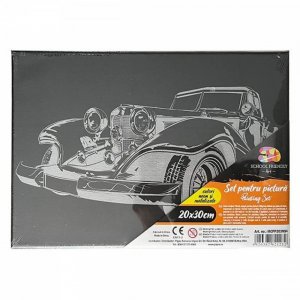 Panza pentru Pictura Predesenata pe Sasiu Neagra, Model Masina, School Friendly Sf Art, Dimensiune 200x300 mm