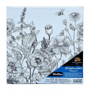 Panza pentru Pictura Predesenata pe Sasiu, Model Flori, School Friendly Sf Art, Dimensiune 300x300 mm