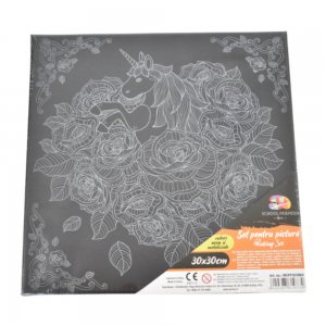 Panza pentru Pictura Predesenata pe Sasiu Neagra, Model Unicorn, School Friendly Sf Art, Dimensiune 300x300 mm